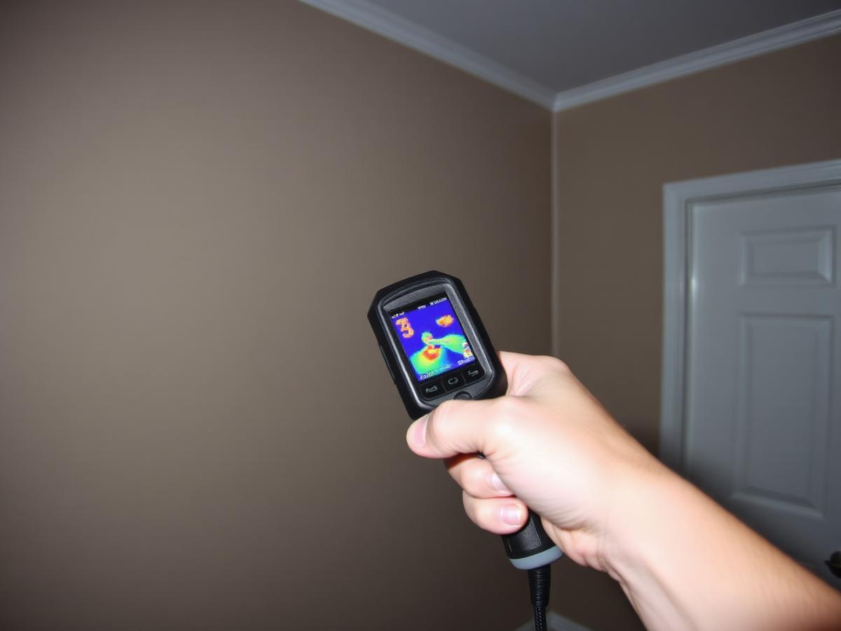 Thermal imaging camera used to locate hidden moisture inside a wall assembly